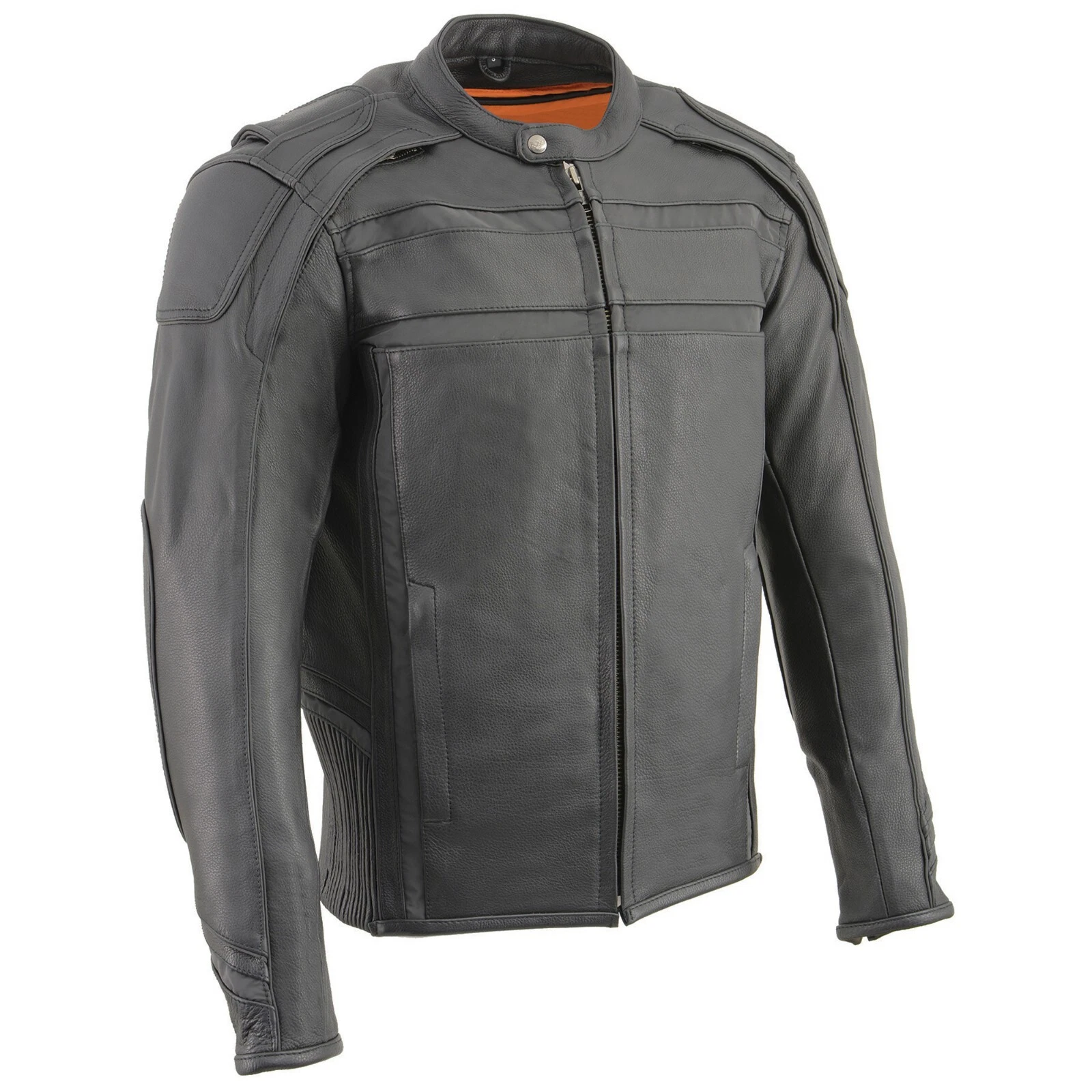 Milwaukee Leather ML2083 Men's Black Vented Reflective Leather Jacket
