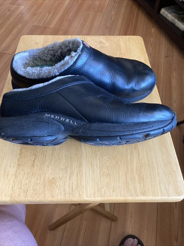 Merrell Casual Slip On Shoes Mens Black Leather Sherpa Lined Encore Size 11 - Picture 3 of 10
