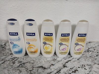 Lot Of 5 Nivea Touch of Smoothness, Happiness, Harmony Sparkle Body Wash 16.9 oz