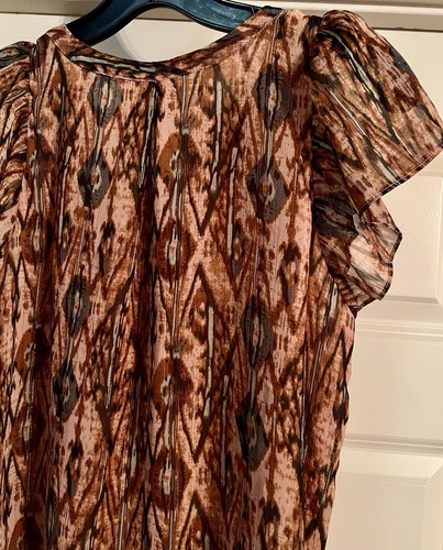 Joie Bohemian Watercolor Ikat Gold Metallic Gr. S Pullover mit gesmoktem Ausschnitt - Bild 11 von 14