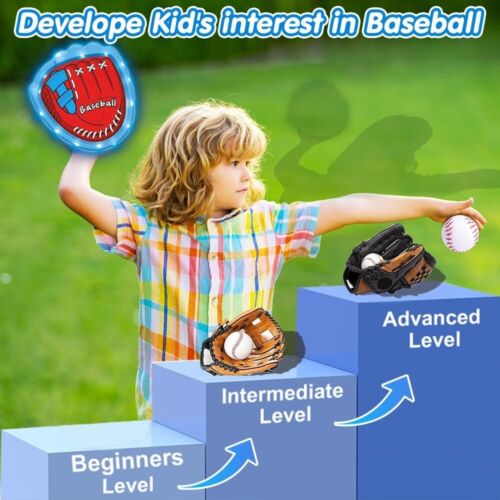 Toss& Catch Ball Set Gioco,6 Palline Adesive&4 Baseballs Guanto Allenamento per Bambino 3-12 - Foto 2 di 9