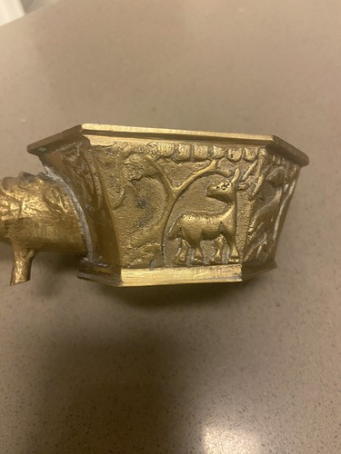 Vintage Brass Chinese Silk Iron/Press with Cloisonné Handle and Dragons - Picture 5 of 13