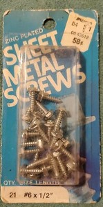 Vintage Old Stock #6 x1//2” Pan Head Sheet Metal Screws Slotted Drive Qty 100