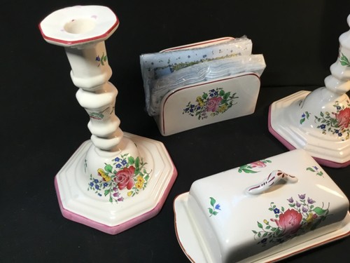 K&G Luneville seltenes Set Kerzenhalter Paar, Serviettenhalter & Butterteller mit Deckel - Bild 11 von 19