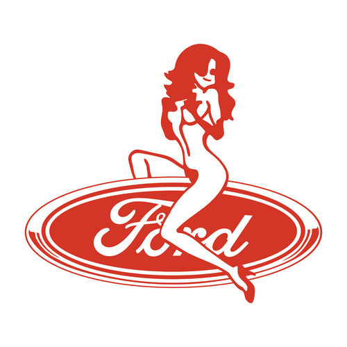 Ford Logo With Sexy Girl Die Cut Decal USA Made Multiple Colors Available 6+yrs - Picture 23 of 56