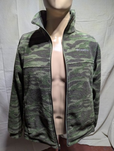 Columbia Boy's Full Zip Fleece Jacket Green Camo Youth 14/16 - Picture 3 of 7