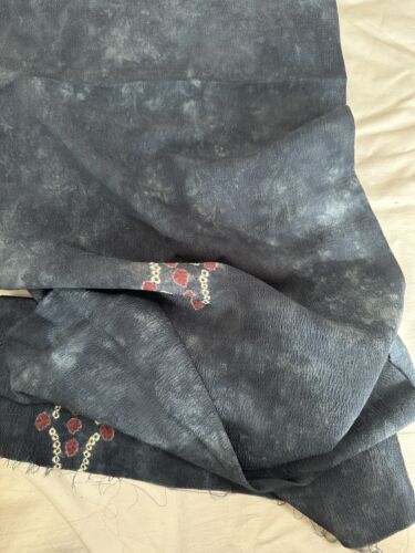 Vintage Japanese kiomono fabric silk Indigo Base 1.6 yard v260 - Picture 10 of 10