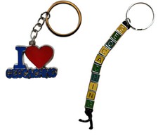 Keychain 2 Pieces Letters I Love Geocaching Metal Key Ring GC