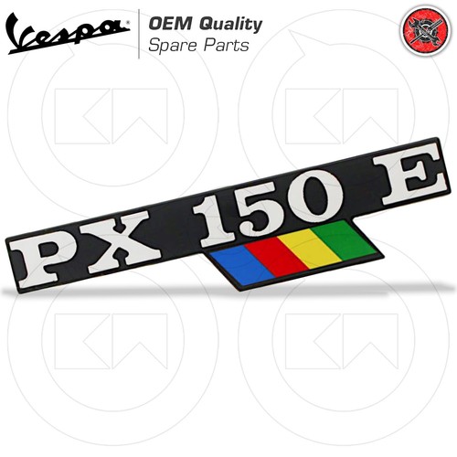 TARGHETTA FREGIO SCRITTA LATERALE IN METALLO PIAGGIO VESPA PX 150 E ARCOBALENO - Imagen 1 de 2