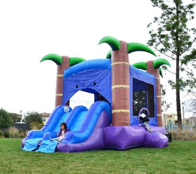 HeroKiddo Forest Inflatable Bounce House Water Slide Combo for Kids with Blower