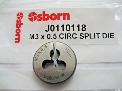 SPLIT DIE M3 x 0.5 CIRCULAR HSS 13/16" Dia EUROPA TOOL OSBORN J0110118  69 - Picture 3 of 4