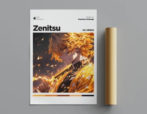 Zenitsu Agatsuma Poster, Minimalist Poster, Anime Poster, Wall Art, Wall Decor