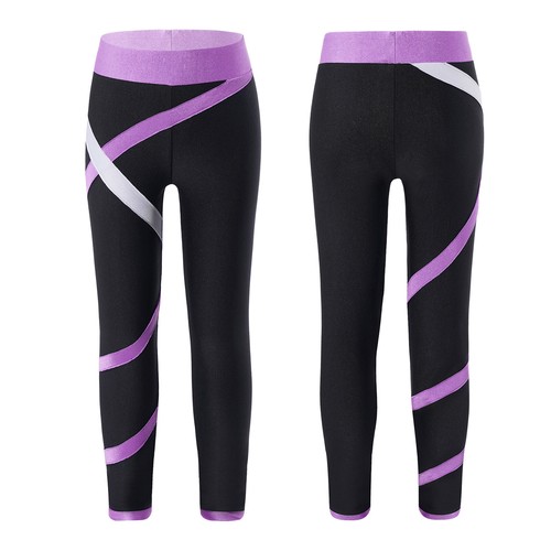 DE Mädchen Sport Eislaufhose Gymnastik Tanzhose Eng Stretch Fitness Workout Hose - Picture 15 of 69