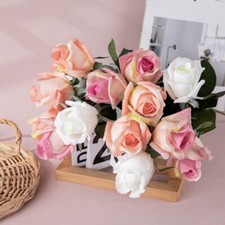 Set of 6 Realistic Stemmed Artificial Roses with Lifelike Touch