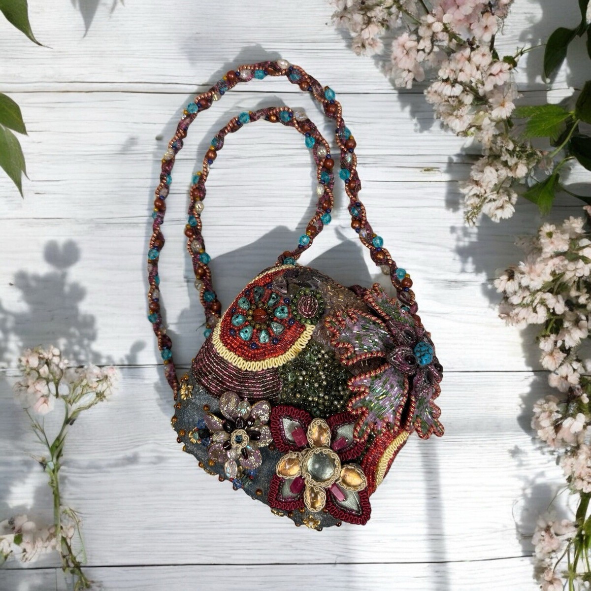 Mary Frances Beaded Purse 80s Glam Sparkly Formal Artsy Boho