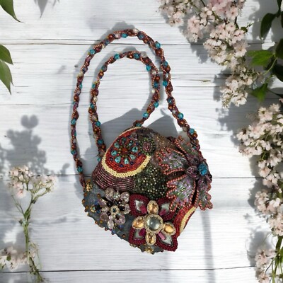 Mary Frances Beaded Purse 80s Glam Sparkly Formal Artsy Boho