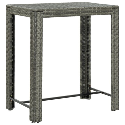 Rattan Garden Bar Set Of 5 Table And Stools With Cushions Outdoor Furniture Grey - Picture 6 of 9