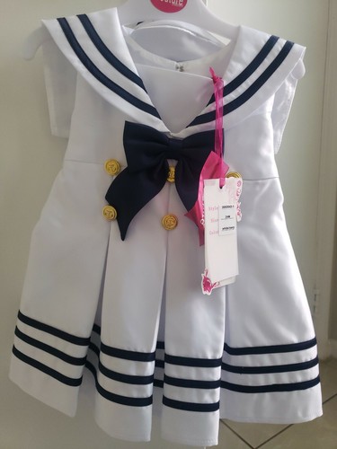 Angels Couture Baby Mädchen Matrosen Kleid Set Größe 24 Monate Marineblau Weiß - Neu mit Etikett - Bild 5 von 5