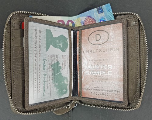 RFID Herren Leder Geldbörse Portemonnaie für Männer Brieftasche Reißverschluss - Bild 9 von 68