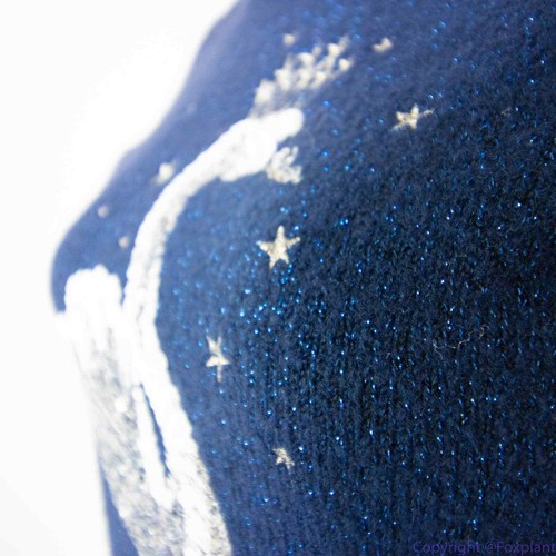 Children's Place shimmering metallic thread sequin swan navy blue sweater, L - Picture 6 of 12