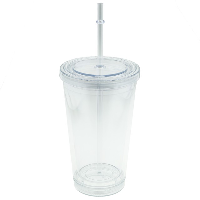 acrylic tumbler with reusable straw double wall photo insertable cup
