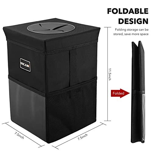 Car Trash Can with Lid - Bag Hanging Storage Pockets Leak-Proof 2.6 Gal - Picture 5 of 7