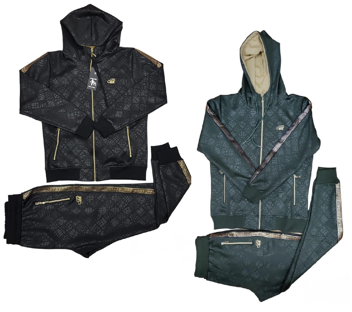 Men's TiM Designer Slim Fit Urban Tracksuit Set: Zip-Up Hoodie