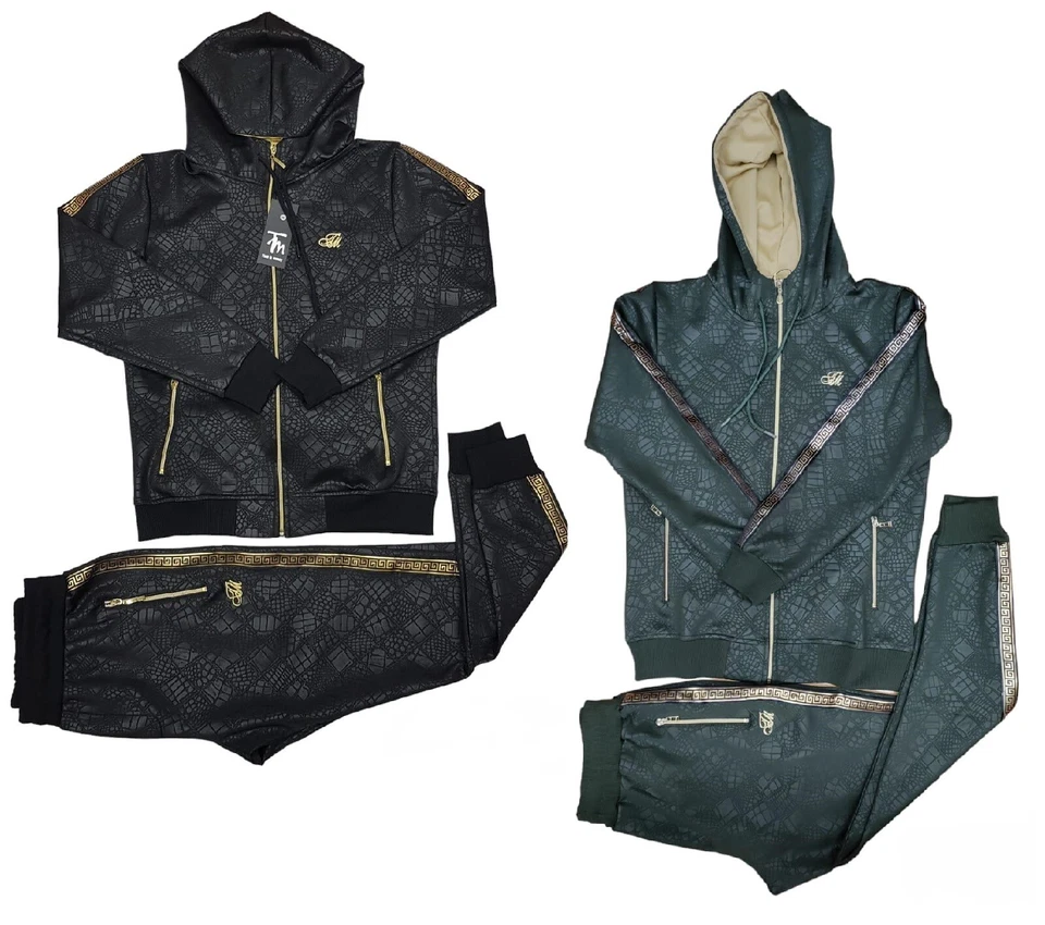 Men's TiM Designer Slim Fit Urban Tracksuit Set: Zip-Up Hoodie & Joggers Casual - Image 2 of 4