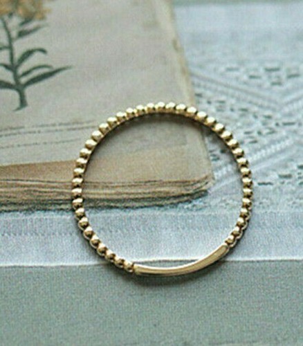 14K Gold über Silber rund gedreht dünn dünn Vorsteckring Hochzeit minimalistisch - Bild 1 von 6