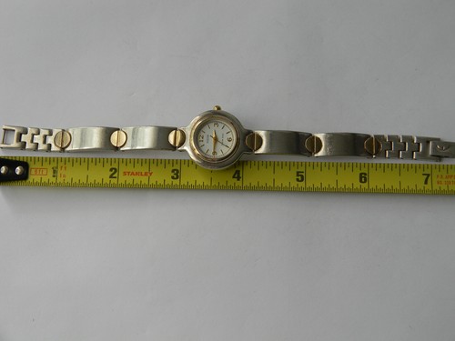 Vtg Ecclisse Quartz Wrist Watch #2170 Sterling Silver Gold Screw Heads 925 Band - Picture 10 of 11