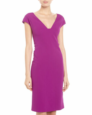 Purple Sheath Dress Rachel Roy M Fuchsia Orchaid Cap Sleeve Crepe Career  **