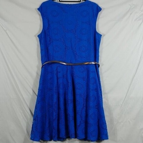 Covington Kleid Damen blau Spitze Häkel Fit & Flare Mini Übergröße 16 W - Bild 2 von 8