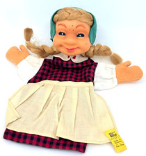 Steiff Gretel Girl Hand Puppet 1970s ID Button Tag Fabric Glove 17cm 7in