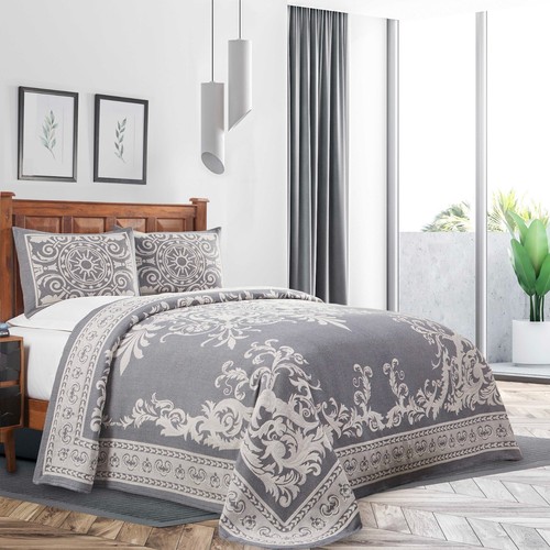 Adalie Lightweight Cotton Blend Jacquard Traditional Medallion Bedspread Set - Picture 36 of 74