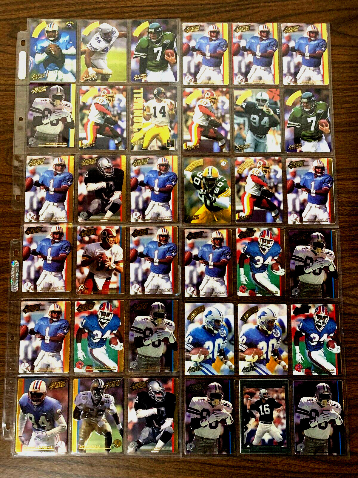 1990 1992 1993 1994 ACTION PACKED FOOTBALL BRAILLE CARD LOT (36) BARRY SANDERS