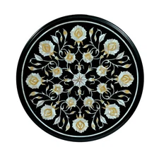 18" Marble Coffee Table Top Pietra Dura Inlay malachite home Decor antique k3