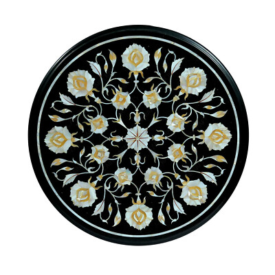 18'' Marble Coffee Table Top Pietra Dura Inlay malachite home Decor antique k3