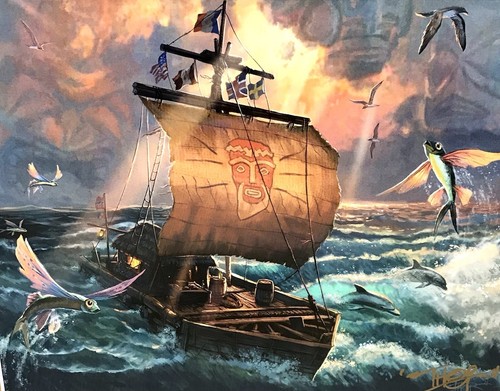 Kon Tiki Kunstdruck handsigniert Thor 75th Anniversary Limited Edition mit COA - Bild 3 von 7