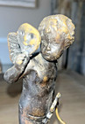 Antique Bronze  Angel Boy Statue With Mask & Bow 10 inches — photo 6