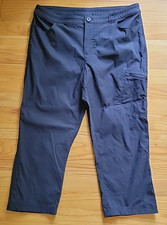 Eddie Bauer Women's 8 Tech Capri Pants Nylon Stretch Zip Cargo Pocket Navy Blue