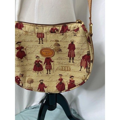 Gobelins Art Women's Embroidered French Court Purse Beige and Red Small - Picture 6 of 12