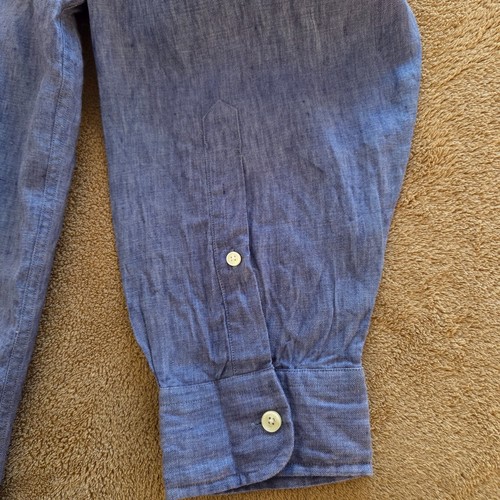 Brooks Brothers 1818 Button Up 100% Linen Shirt Mens XXL 2XL Blue Traditional - Picture 4 of 10