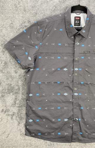 Wrangler Hemd Herren XL grau ATG Regular Fit Kurzarm Knopfleiste Aztekenmuster - Bild 2 von 19
