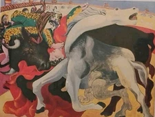 Vintage MCM Pablo Picasso Bullfight Numbered Lithograph Corrida Print Framed