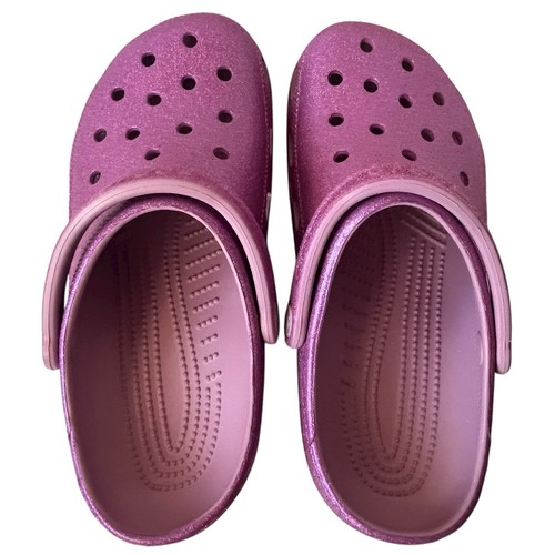 Crocs Womens Classic Pink Iridescent Glitter Clogs Size 9 Mens 7 Comfort Nurse - Picture 7 of 12