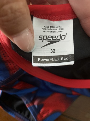 Speedo Damen Powerflex Eco Racing Cut Gr. 6 Einteiler Badeanzug rot weiß blau - Bild 7 von 8