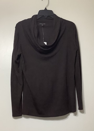 NWT Eileen Fisher Women’s Size Medium 100% Merino Wool Cowl Neck Sweater Choc - Picture 2 of 10
