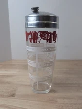 Vintage Glass Cocktail Drink Shaker 12 Recipes Printed On Glass Metal 