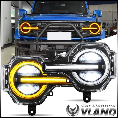 For 2021-2024 Ford Bronco VLAND Headlights Full LED 2-modes DRL HeadLamps 1Pair - Bild 1 von 18