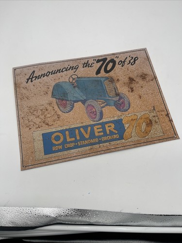 Oliver 70 Metal Sign Row Crop Standard Orchard Blue Tractor 1991 AAA Sign Co. Ar - Picture 21 of 21